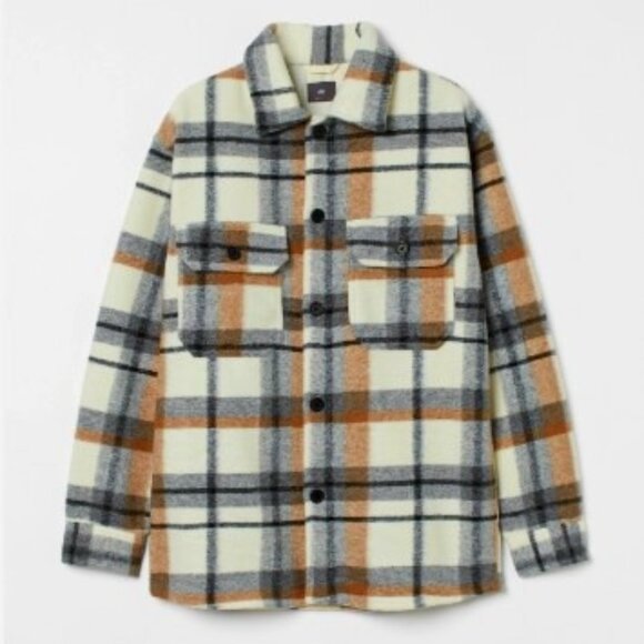 Men's Overshirt, Relaxed Fit Plaid Shacket, H&M, Size S - Picture 1 of 8